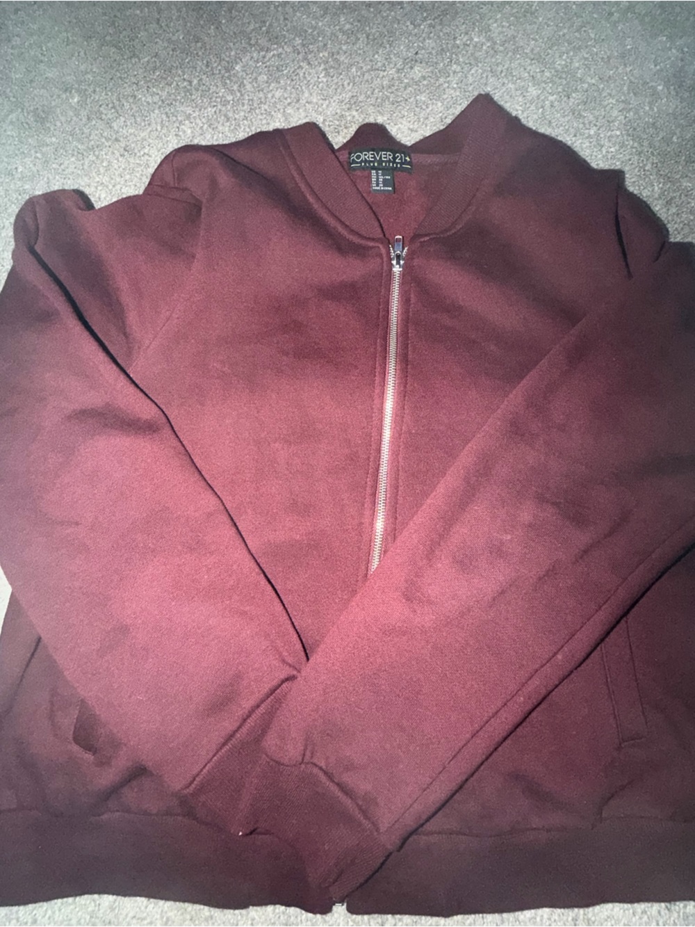 Forever 21 Kids Maroon Zip-Up Sweatshirt